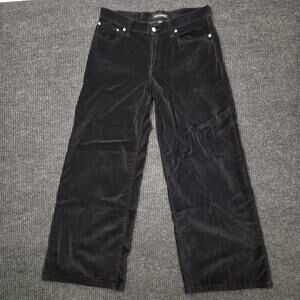Mid Rise Wide Leg Corduroy Velvet Pants Black Size 10/30